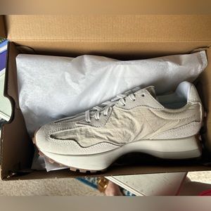 Brand new, in box, never worn New Balance 327s in women’s size 8, white